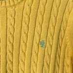 Ralph Lauren Lauren  Yellow Cable Knit Cotton Crew Neck Sweater Size Medium Photo 1