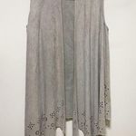 Joh Gray Faux Suede Vest with Cutout Design Hem Photo 0