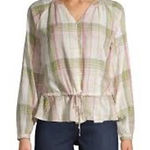 Time & Tru Plaid Button Up Top Long Sleeve Peplum Cinched Waist Bohemian Style # Pink Size 16 Photo 0