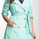 Tahari  Womens Mint Green TRENCH RainCoat Tie Belt Button Lightweight Photo 0