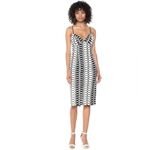 Bardot  Germaine Black &‎ White Lace V-Neck Fitted Waist Midi Dress Size 6 Photo 3