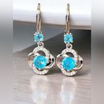 Boutique Sterling Silver &  Cubic Zirconia Crystal Clover Design Earrings New Photo 0