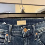 50 Mother High Waisted Rascal Ankle Slit Flip in Double Shot Espresso Blue Size 24 Photo 5