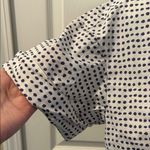 Donna Karan  Blue and White Polkadot Cotton Button Down Shirt, Size M Photo 2