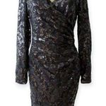 Lauren Ralph Lauren | Sz 8 | Black Sequin Long Sleeve V Photo 0