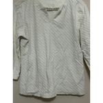 J. McLaughlin  Long Sleeve Shirt Size Large Cream Quilted Top Preppy Classic City Photo 3