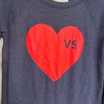 PINK - Victoria's Secret Victorias Secret PINK Blue‎ And Pink Heart Sweatshirt Size Small Photo 2