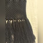 Lulus Sunny Festival Black Ribbed Knit Fringe Midi Dress NWOT Photo 6