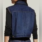 SLVRLAKE Trucker Cropped Denim Vest Women’s Dark Blue Cotton Size Large Photo 1