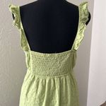 Live to be spoiled like green eyelet smocked cut out ruffle cinched mini dress Photo 8