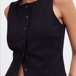 Madewell Black Cutaway Button-Front Vest Top in Ponte Size Medium Photo 3