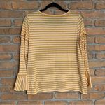 Loft  Top Womens Small Yellow Striped Bell Sleeve Ruffle Cuff Long‎ Sleeve Casual Photo 1