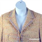 Bergamo Studio Tan Boucle Tweed Confetti Fringe Blazer | Size Medium Photo 4