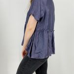 Chan Luu Silk Blend Baby Doll Top in Dark Blue Size M Photo 3