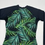 BlackStrap Workout Set Legging Top Long Sleeve Women Black Tropical Palm Small Photo 7