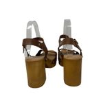 Made in Italy Brown Leather Platform Slingback Sandal Wood Chunky Heel Size 9 Photo 4