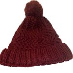 West Loop  Knit Pom Pom Beanie Hat Fold Over Burgundy One Size Fits Most Photo 39