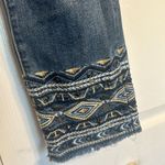 Anthropologie Driftwood Colette Jeans Cropped Embroidered Hem Jeans Size 28 Southwestern Boho Photo 3
