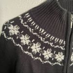 Dress Barn Collection  Full Zip Sweater Black Snowflake Photo 6