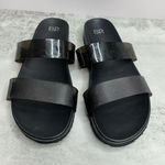 BP  Sandals‎ Womens Size 7 Black Double Strap Open Toe Slip On Glittery Slides Photo 0