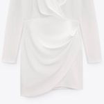 ZARA white mini dress draped wrap long sleeve shower party wedding Photo 5