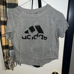 Adidas Cropped Gray Logo T-Shirt Crop Top Photo 0