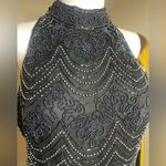 Papell Boutique  Shirt Womens Medium Halter Evening Metallic Sequins Cocktail Photo 2