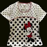 Disney Graphic White and Black Short Sleeve Scrub Tee size S Photo 2