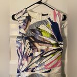 JOSIE NATORI Botanical Palms Jacquard Leaf Print Mini Dress Ivory Sz 2 Pink Photo 3