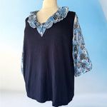 Maggie Barnes NWT! Navy & Blue Patterned Blouse Size 2X Photo 1