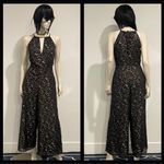 Anthropologie Wide Leg Jumpsuit Metallic Black Motif Size 2 NWT Eva Franco $190 Photo 9