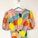STAUD Mini Milla Dress in Citrus Kaleidoscope Multicolor Puff Sleeve in Size 0 Photo 13