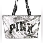 Victoria's Secret VS PINK TOTE 15” SHIMMERING FLIP SEQUINS SILVER/GOLD TAKE ANYWHERE TOTE SUPER !! Photo 6