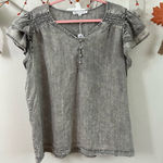 Jane and Delancey  Charcoal Ruffle Sleeve Blouse Photo 0