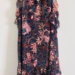 Madewell  Navy Sea Floral Print Ruffle Mini Dress Size Small Photo 2