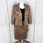 Dress Barn Vintage Isabel & Nina Striped Knit Blazer Skirt Suit Tan Multi 12 Photo 7