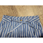 American Eagle  Wide Leg Pant Blue White Striped Belted Fitted Waist 2R Photo 1