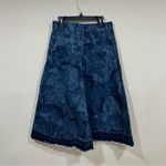 Red Valentino  Frayed Printed Denim Midi Skirt Denim Blue Raw Hem size 38 EUC Photo 8