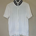 Ralph Lauren LRL Lauren White Short Sleeve Zip-Up Sweater large cotton Photo 0