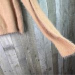 Sun + Moon Small Mock Neck Fuzzy Tan Long Sleeve Cropped Sweater Photo 2