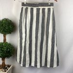 Catherine Malandrino  100% Linen Gray & Ivory Striped Midi Skirt M Photo 1
