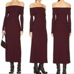 Simon Miller Rib Espen Ribbed Off Shoulder Maxi Dress: Burnt Burgundy Size L Photo 2