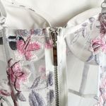 Say What? Romantic Bustier Mesh Peek-A-Boo Crop Style Top Bra Floral Embroidery Cottage M Photo 8