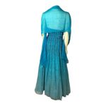 Vintage Alyce Designs 80s Strapless Beaded Blue Prom Evening Gown scarf size 8 Photo 7