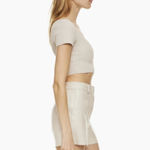 Babaton Sculpt Knit Squareneck Top in Matte Pearl, Size L Photo 1