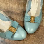 Salvatore Ferragamo Vintage Light Blue Heels with Bow Made in Italy Photo 9