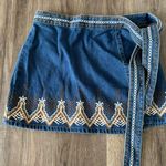 Free People  denim embroidered skirt Photo 0