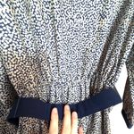 Vintage Hal Hardin Long Sleeve Navy & White Pleated Dress W/ Belt & Gold Buttons Blue Size 14 Photo 7