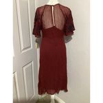 Maeve Anthropologie Francoise Red Floral Embroidered Midi Dress V-Neck 2 Photo 7