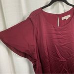 Loft  Plus Burgundy Red Satin Ruffle Hem Shift Dress Sz.18W NWT Photo 4